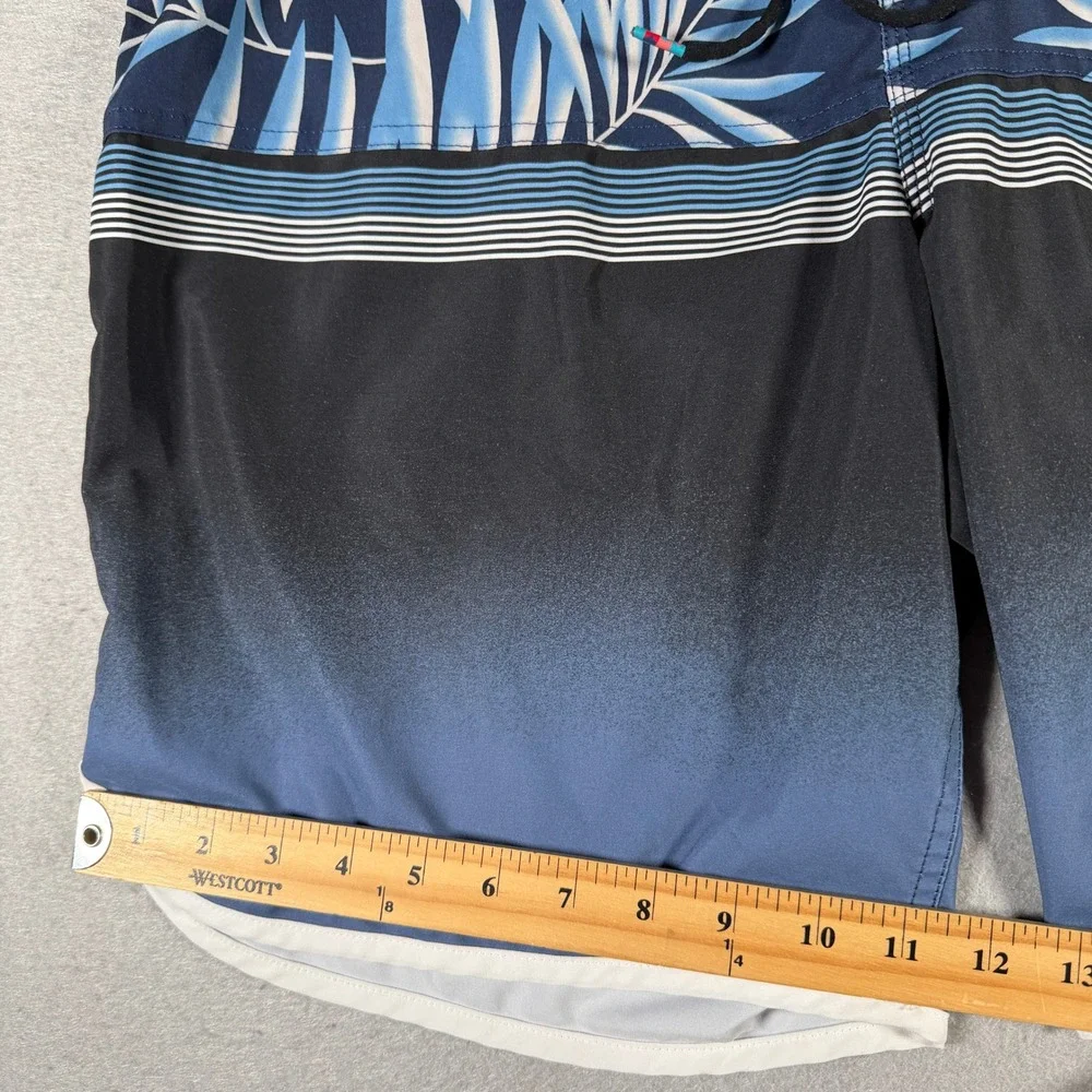 Quiksilver Mens Boardshorts Blue Tropical Palm Ombre Hawaii Surf Shorts Size 36
